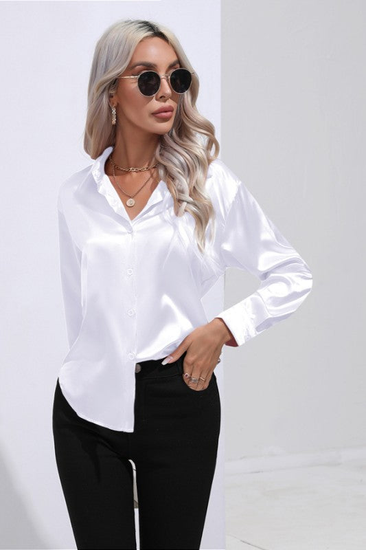 Satin Silk Long Sleeve Shirt