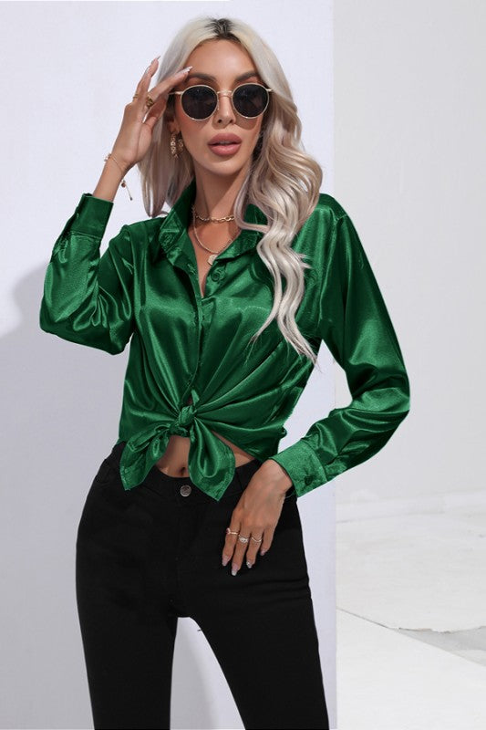 Satin Silk Long Sleeve Shirt