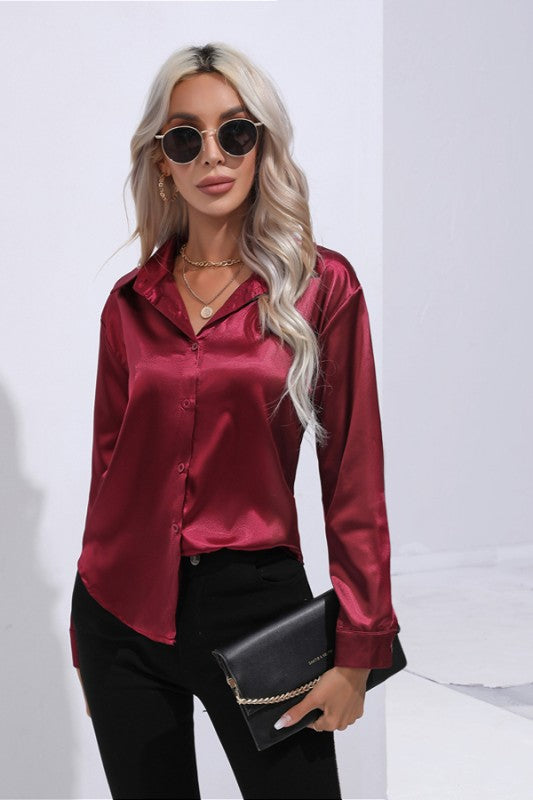 Satin Silk Long Sleeve Shirt
