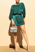 Sequins Loose Fit Satin Romper