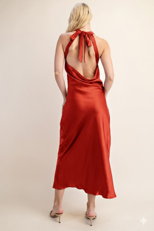 Halter Neck Open Back Dress