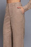 Faux Suede Straight Leg Woven Pants